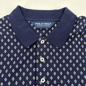 Polo Golf Ralph Lauren Mens XL Navy‎ Diamond Print Pima Cotton Polo Shirt